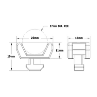 66-120-0 MODULAR SOLUTIONS CABLE TIE DOWNS 1/4 TURN CABLE BLOCK, 25MM, GRAY